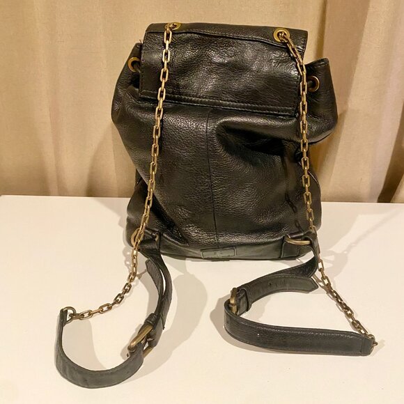 Frye Black Leather Backpack with Gold Accents main image 6